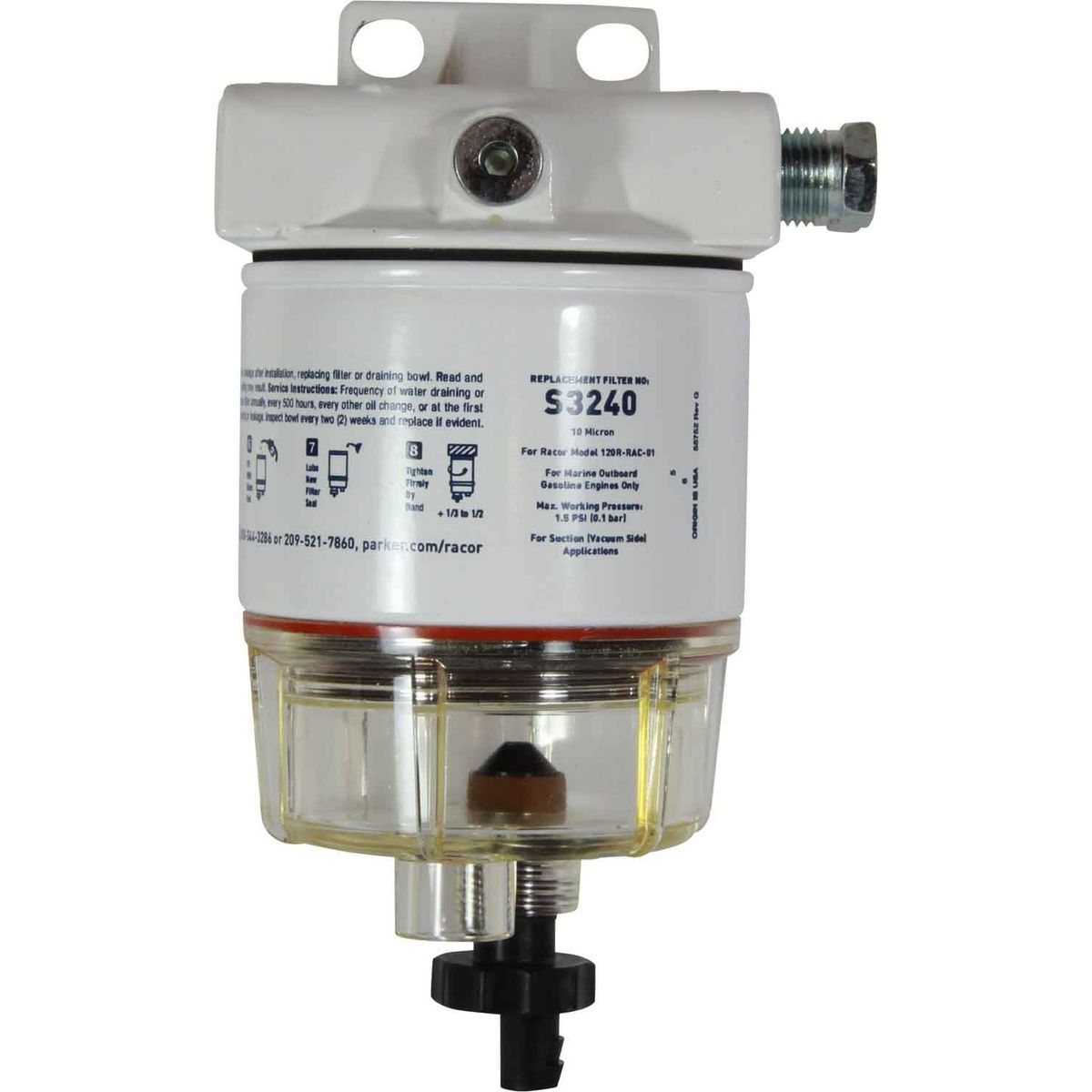 Parker Racor 120R-RAC-01 Fuel Filter (10 Micron / Clear Bowl) - TCS Leisure