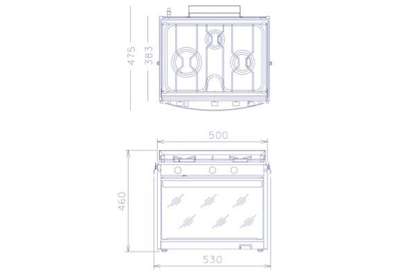 Techimpex Techimpex Mariner 2 Cooker - 2 Burner Hob, Oven & Grill, Pan Clamps ...
