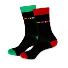 Left & Right Code Flag Socks, red/green
