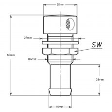 Guidi Chrome-Plated Brass Straight Gas Tank Vent - 20 mm