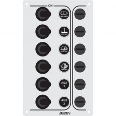 Switch Panel 6 waterproof switches, Inox, 12/24V, 100x165mm
