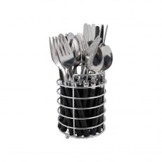 Bo-Camp Cutlery Set with Basket 24 Pieces 6 Persons Black