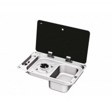 CAN 1 Burner Sink Combi Unit c/w Glass Lid & Piezo Ign (Right Handed)