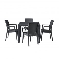 Canterbury Rattan Style Small Table Set with 4 Arm Chairs