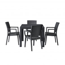 Canterbury Rattan Style Small Table Set with 4 Arm Chairs