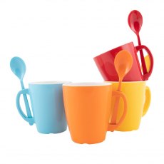 Gimex Colour Line Mug With Spoon Rainbow 390ml 4 Pieces