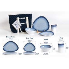 Flamefield 16Pcs Set Aegean Sea Blue With Cooler Bag