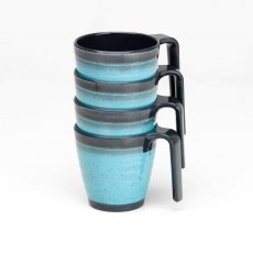 Flamefield 4Pk Stacking Mug Granite Aqua