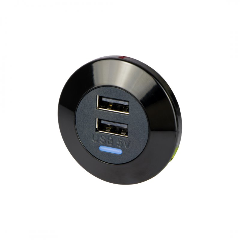 alfatronix Alfatronix PVPWP-AAFF Slim IP65 Double USB A Charger - Front Fit Black