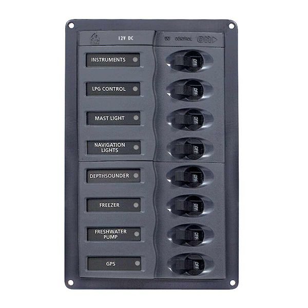 BEP Marine BEP 12V DC Circuit Breaker Panel 8-Way Vertical