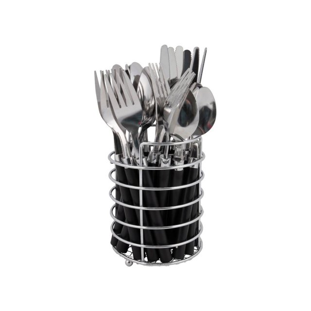 Bo-Camp Cutlery Set with Basket 24 Pieces 6 Persons Black