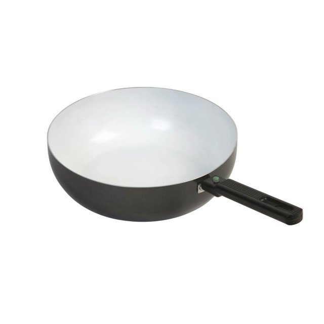 Bo-Camp Wok Pan Sprint Removable Handle Blk/White Dia 24cm