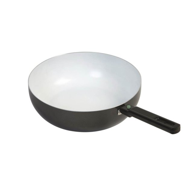 Bo-Camp Wok Pan Sprint Removable Handle Blk/White Dia 28cm