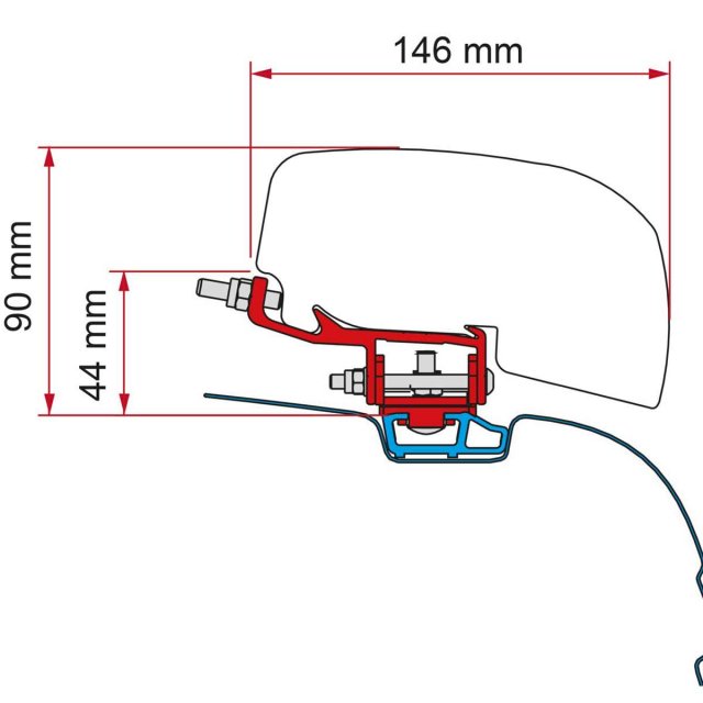 Fiamma VW T6 Transporter Multirail Brackets for F40 Awning Deep Black