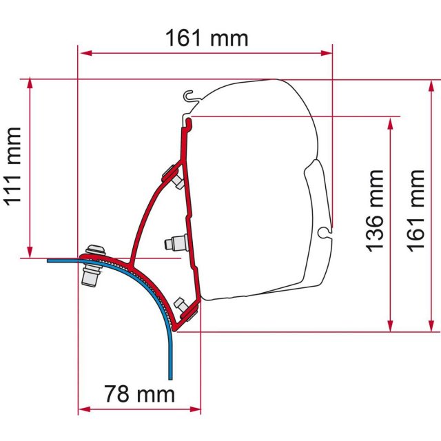 Fiamma F43 Bracket for VW T5/T6 Transporter Lift Roof RHD - Deep Black