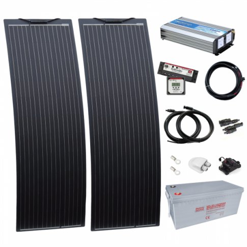 Photonic Universe Photonic Universe 1.5kW complete dual battery van conversion kit with 2 x 150W black narrow semi-fle