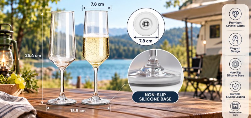 Flamefield  Flamefield 2Pk Tritan Non-Slip Riviera Champagne Flute